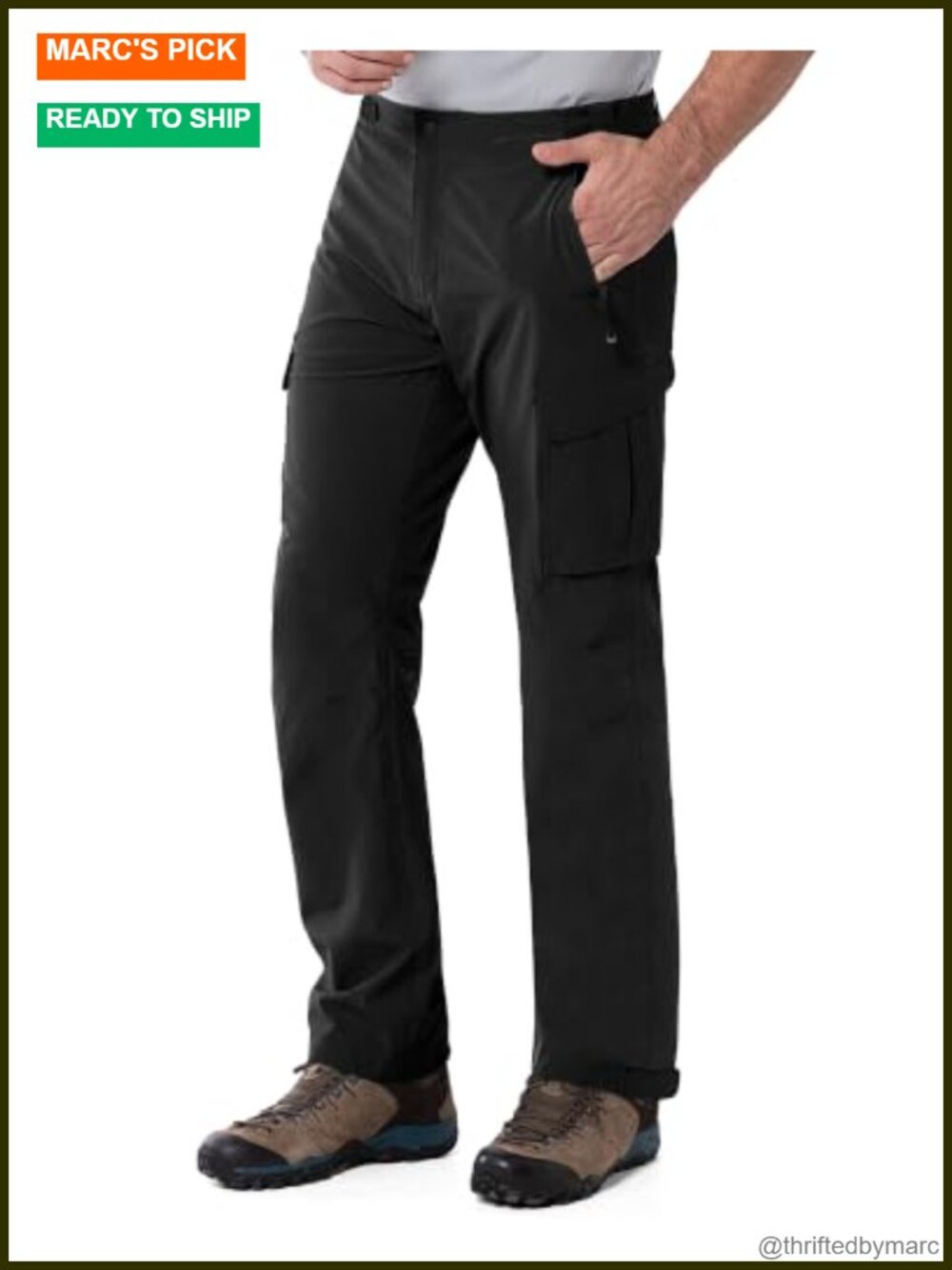 Men's Waterproof Rain Pants Hiking Overpants with Pockets